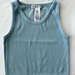 Blue Ribbed Crop Top